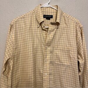 Brooks Brothers Dark Yellow Golden Checkered Button Down Shirt Men's Medium